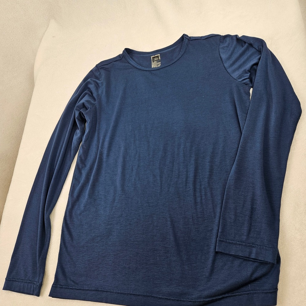 REI Womens Navy Blue Long Sleeve Base Layer Top 786390 37249 Size L